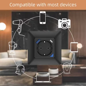 SZMYQ 16A Modern Smart Home Electric Sockets PD 20W Type C USB Fast Charge PC Material EU Standard Tuya WiFi Socket