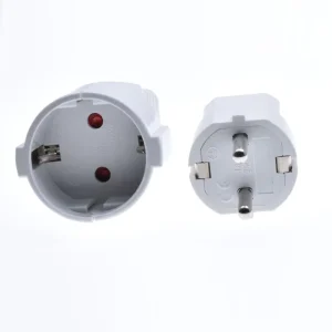 Schuko Electric Plug White 16A 250V EU Germany 2-Pin Type F Non-Grounding Female/Male Travel Adapter