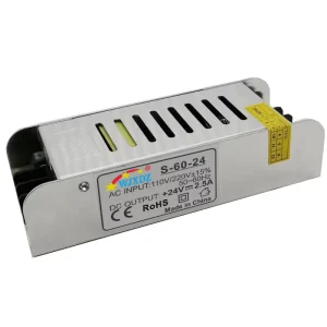 Single Output 24V Power Supply LED Driver for Lights Switches Strips 2.5A Constant Voltage 60W Household Use