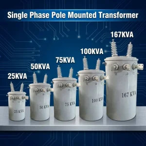 Single Phase Pole Mounted Transformer 50KVA 75KVA 100KVA 200KVA Oil Immersed Cylindrical Transformer with Dual Voltage Input