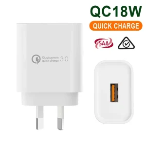 Small Profile 18W Qualcomm Quick Charge 3.0 Smart High Speed Travel Charger Power Adapter for Vivo Compatible with EU US Sockets
