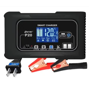 Smart Battery Charger 20A 12V 24V for Car Motorcycle Lead Acid AGM Lithium Lifepo4 Battery Electric DC Port