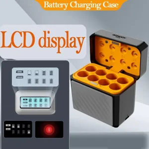 Smart Big LCD Screen Battery Charger Case For AA AAA Rechargeable Li ion & Ni MH Batteries With Integrated LCD Display