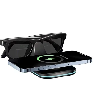 Smart Glasses Charging Dock and Stand with Magnetic Suction, USB-C, and USB Ports, 2-in-1 Glasses Holder