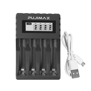 Smart LCD Display Lithium-ion Battery Charger Micro USB Android Charging Power AA/AAA Rechargeable Batteries Charger
