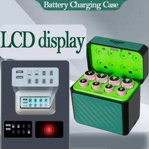 Smart Screen Desktop Battery Charging Station USB C 4 AA 4 AAA 8AA Slots Integrated LCD Display 15W Output Li ion Batteries LED