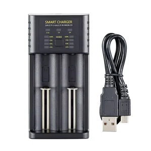 Smart USB Charger for Nimh Fast Charging 2 Slots Factory Direct 3.7V Lithium Battery Charger Rechargeable Batteries Charger