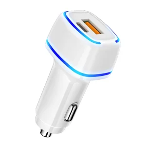 Smiley Face Style 2 Type C USB Car Charger Adapter Fast Charging Supports Customized OEM