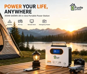 Solar Charging Portable Power Station 300W 640Wh Lithium Battery Backup Power Supply for RV Trip Outdoor Household Emergency