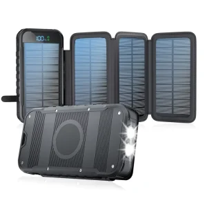 Solar Waterproof 2-in-1 Power Bank Flashlight 27000mAh USB C Fast Charge for Outdoor Travel