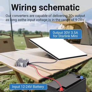 Starlink Mini 12V Adapter Power Converter 12V/24V Input Step up to 30V 3.5A Conversion Kit for Starlink Mini in Truck, Marine