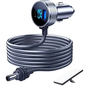Starlink Mini Car Adapter DC Power Cable Cigarette Lighter Adapter 12V-48V Voltage Display Durable Copper USB-C PD 45W USB-A 35W