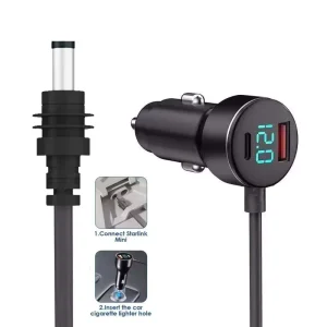 Starlink Mini Car Charger 140W USB C 35W USB A Ports Durable DC Power Cable Cigarette Lighter Digital Display Braid PVC 12V 48V