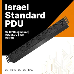 Surge Protected Israel Basic PDU 16A 7 Way Aluminum Power Distribution Unit with Overload Protection for Telecom & Data Center