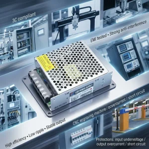 Switch Mode Power Supply 24V DC Regulated Adjustable LED Universal High Power 100W AC DC Single Output High Efficiency Short