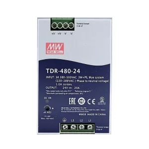 TDR-480-24 Ultra-Thin Three-Phase Industrial DIN Rail AC/DC Power Supply 24V 92% Efficiency 20A