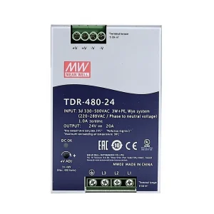 TDR-480-24 Ultra-Thin Three-Phase Industrial DIN Rail Power Supply 24V 20A Single Output 92% Efficiency