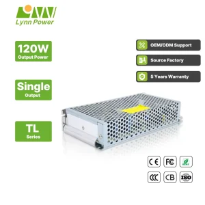 TL 120S 24 120W AC DC Power Supply for Industrial Use 5A Single Switching 24V Output 84% Efficiency 90 264V Input