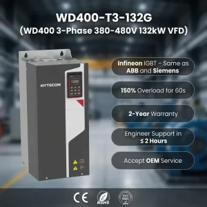 Three-Phase AC Inverter WD400-T3-132G Active Power Drive 132kW 180HP 380-480V VFD with Harmonic Compensation Steel Mill
