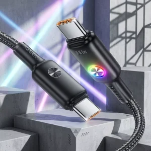 Toocki 100W PD Fast Charging LED Indicator Nylon Braided USB C Cable for Home Office Use