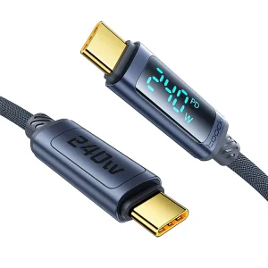 Toocki 240W USB C Fast Charging Cable with Digital Display Real time Zinc Alloy Braided 480Mbps Data Sync for Laptop Travel