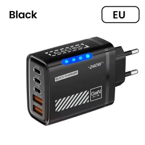 Travel 240W Fast Charging Adapter Multi Port 3C 2U PD 5V 3A Charger US EU Plug for Mobile Phone Laptop