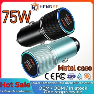 Travel Chargers & Adapters 75W Type C Fast Charging Car Phone Charger Adapter Dual USB Car Charger Car Cigarette Charger