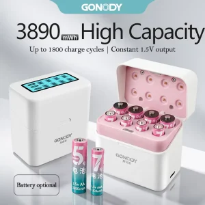 Travel Friendly 8 Slot Battery Charger USB C LCD 1.5V 1.2V NiMH 4AA 4AAA 8AA Li ion Batteries High Capacity LED Illuminated 15W