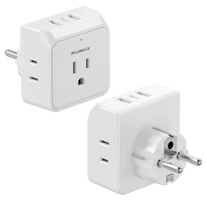 Travel Plug Adapter 3 Outlets with Multi USB Charge US to UK Plug Sockets Wall Portable Type C Universal Power Sockets