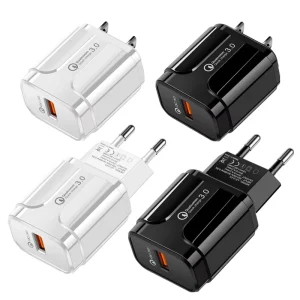 Trending Products QC3.0 Electric Charging Power Adapter US EU Standard 18 Watt USB Fast Charger