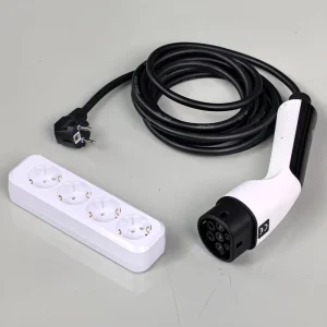 Type 2 Portable EV Charger 16A 3.5KW with 13A UK Plug & V2L Discharge Power Strip Mobile Electric Car Charger for Home Camping
