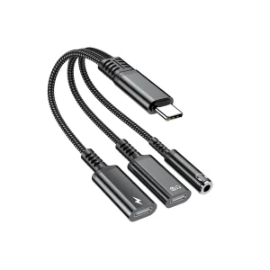 Type-C Three-in-One Digital Adapter 60W Fast Charge Copper Core to 3.5mm Phone Charging Call Audio Cable