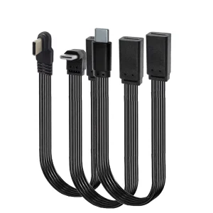 Type C USB C Angled Adapter Cable for Power Bank Charging Five Core PD Silicone Soft Ribbon Cable