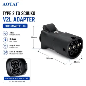 Type2 V2L Adapter AC EV Discharge 16A 230V Dummy Socket Plug for Smart Geely and Mercedes