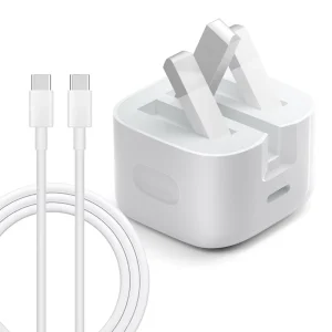 UK PD 20W Quick Charger Plug with USB-C Charging Cable and Power Adapter