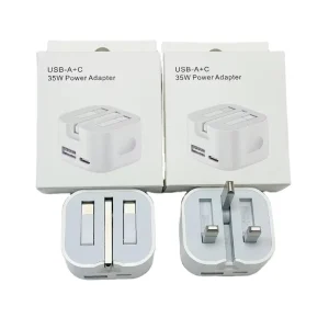 UK Plug 35W USB-A USB-C Charger Adapter QC3.0 Wall Charger for Phone Models 16 15 14 13
