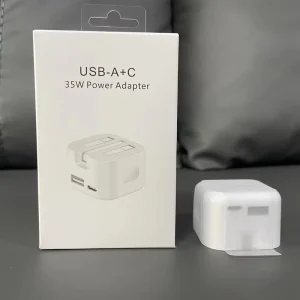 UK Plug 35W USB A+C Power Adapter With Box Package Fast QC3.0 USB C Mobile Phone Wall Charger Block for Phone 16 15/14/13