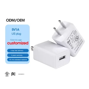 UL CUL Certified US Plug Travel Wall USB Charger Block 5W 5V 1A Cube Adapter FCC DOE VI NRCAN