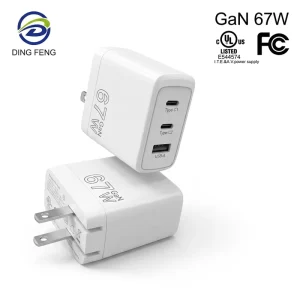 UL FCC Certified 2C1A GaN 67W Three Port Power Adapter Suitable for Apple and Samsung Phone Chargers and Laptop Power Adapters