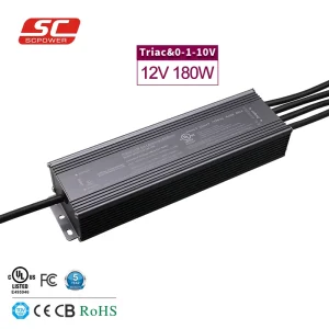 UL FCC Class2 RoSH 100V to 277V AC 12V 3A 180W LED Power Supply for LED Flood Light