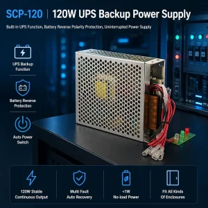UPS Function Power Supply Circuit SCP 120 12 120w 12v 24v Ac Dc Switching Power Supply Units for Alarm System