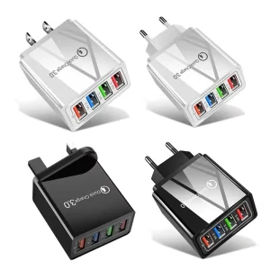 US EU Plug Usb Travel Charger 4 Ports Fast Charging Wall Charging Adapter for Cellphones