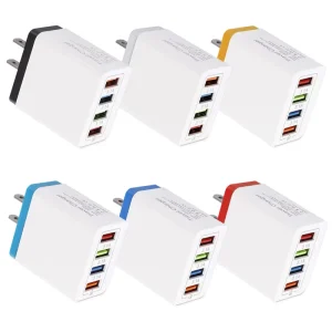 US/EU/UK AC Plug 4-Port USB Wall Charger 5V 3.1A for Mobile Phones & Tablets