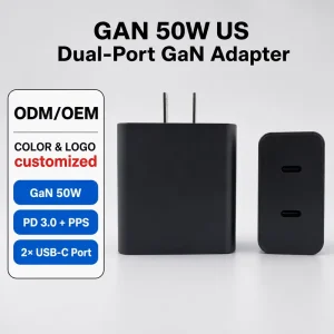 US PD 50W/25W Dual-Port USB-C Wall Charger OVP 3.0 for Laptop, Tablet, and Mobile Phone