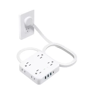 US Popular Custom Power Board Plug Socket Extension Cord 8 AC Outlets 2 USB A 2 USB C 1440J Surge Protector Waterproof 5ft