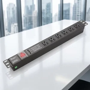USA Type 110V 15A Power Distribution Unit PDU 19 Inch Network Cabinet Mounted Surge Protector Aluminium Alloy Made