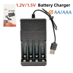 USB 4 Slot AA AAA Battery Charger with LED Illumination CE ROHS Certified 1.2V 800MA for Camera Home Office Travel Use