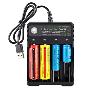 USB 4-Slots DC 5V 2A Smart Charger 18650 Battery Charger for Rechargeable 10440 14500 14650 Li-ion Batteries