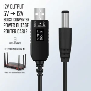 USB 5V to 5V 12V 9V DC 5.5*2.1mm Jack Step-Up Booster Power Adapter Cable for WiFi Router Power Bank