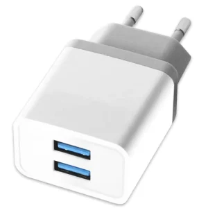USB-A 2-Port Wall Charger, Fast-Charging USB Adapter, US/EU Plug